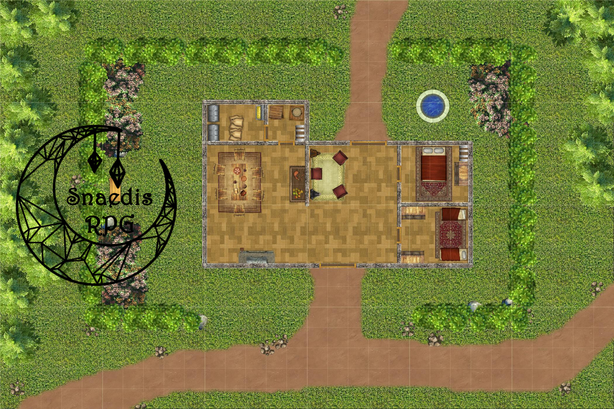 Full map display of House of Ephemei map with Snaedis RPG logo
